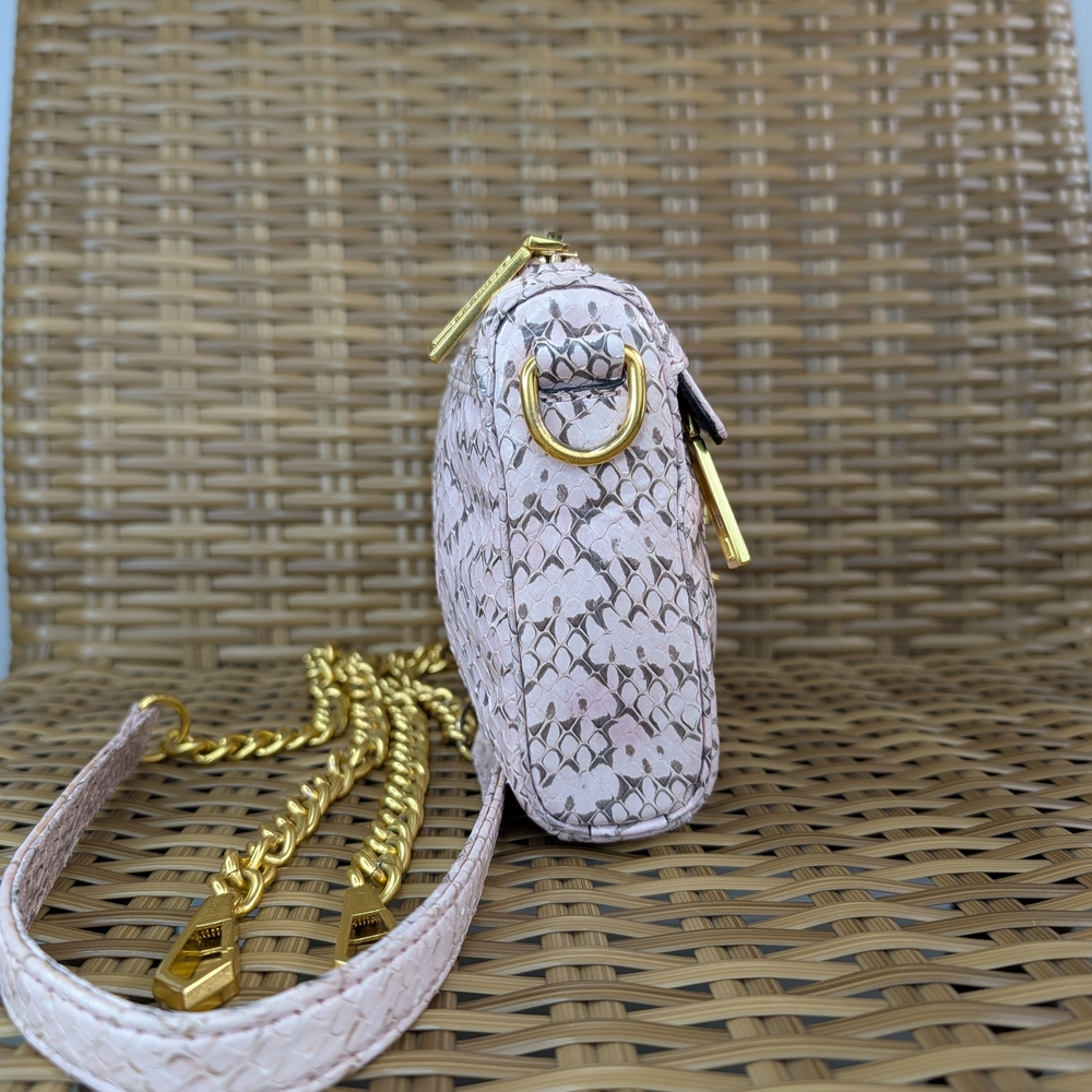 Rebecca Minkoff Mini Pink Snake Embossed Leather Crossbody Bag Gold Hardware - Picture 6 of 16